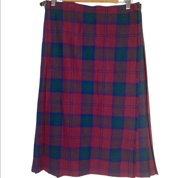 Ben Nevis Women's 14 Scottish Midi Wrap Kilt Skirt Multicolor Plaid Pure Wool - Picture 1 of 7